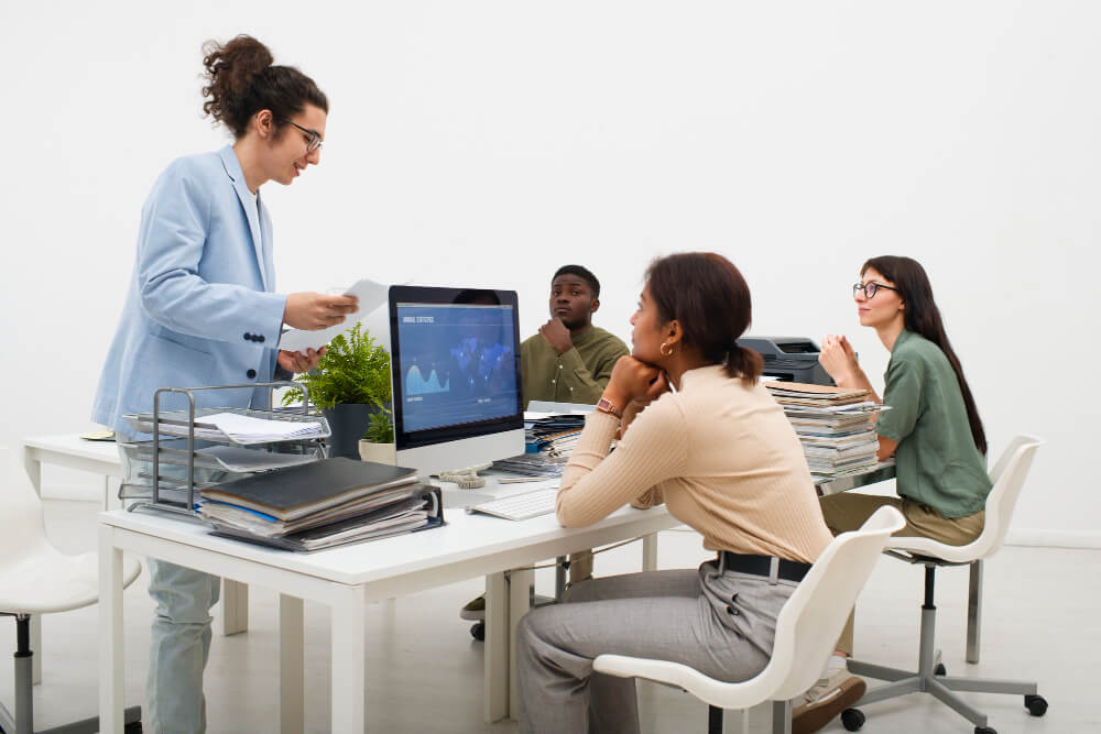 Professional business team collaboration and technology solutions
